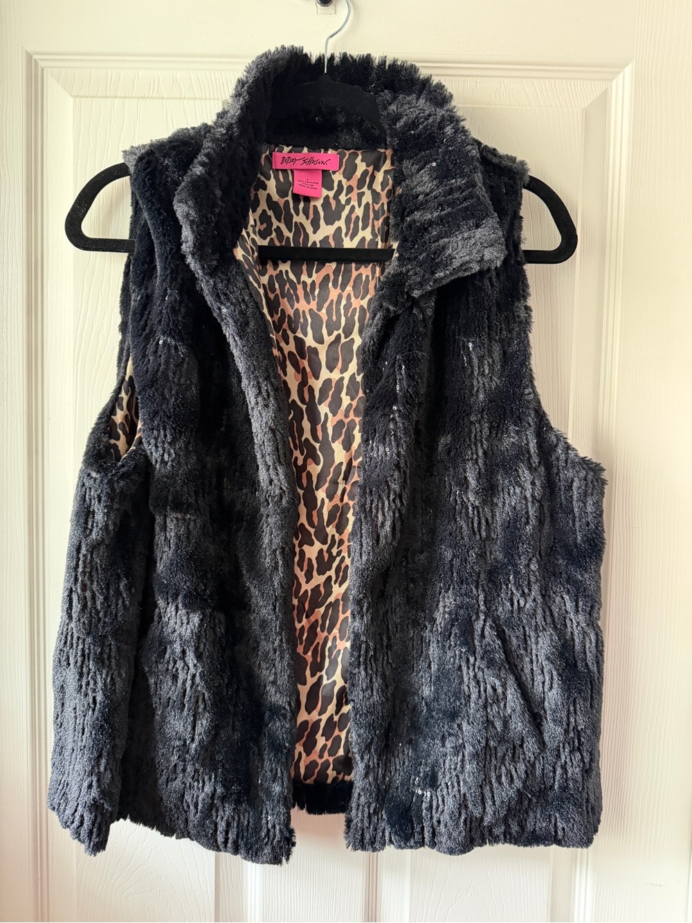 Betsey Johnson Black Fur Vest